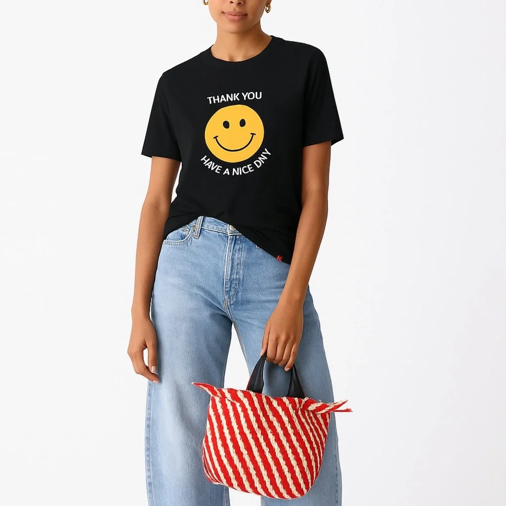 Anthropologie KULE Black Graphic T-Shirt Large - Picture 1 of 9